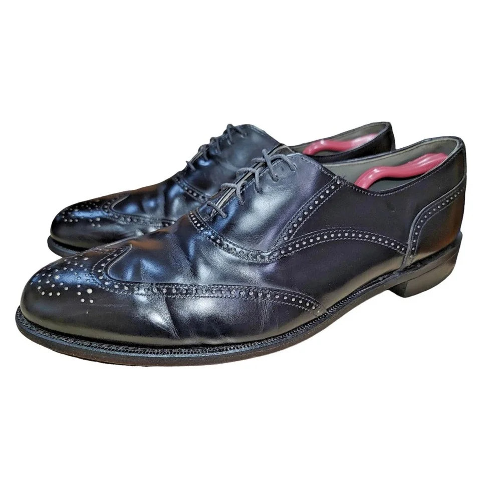Dexter Men's Wing Tip Black Leather Oxford Brogue Dress Shoes Size 14 M USA